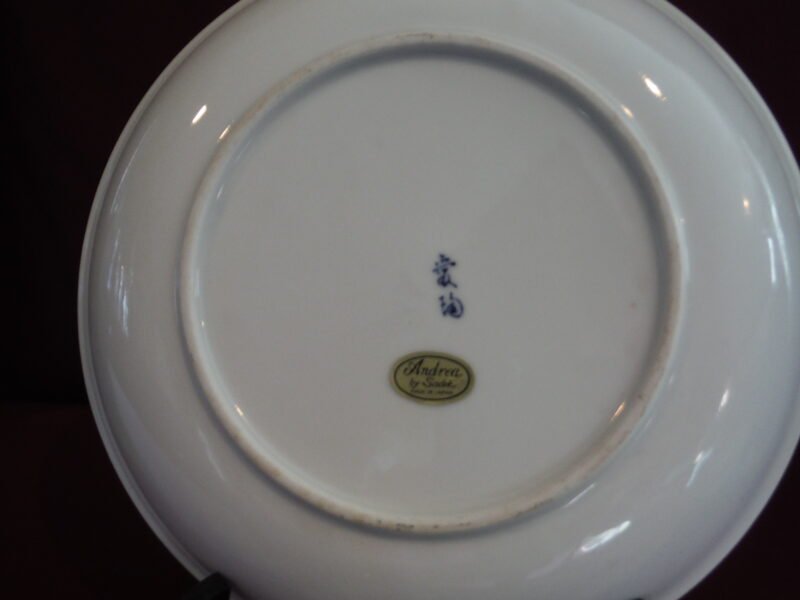 Vintage Round Scalloped Rim Asian Porcelain Bowl With Floral Design